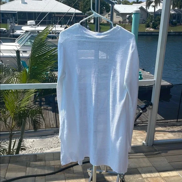 Eileen Fisher Small White Open-Front Cardigan - Picture 5 of 5